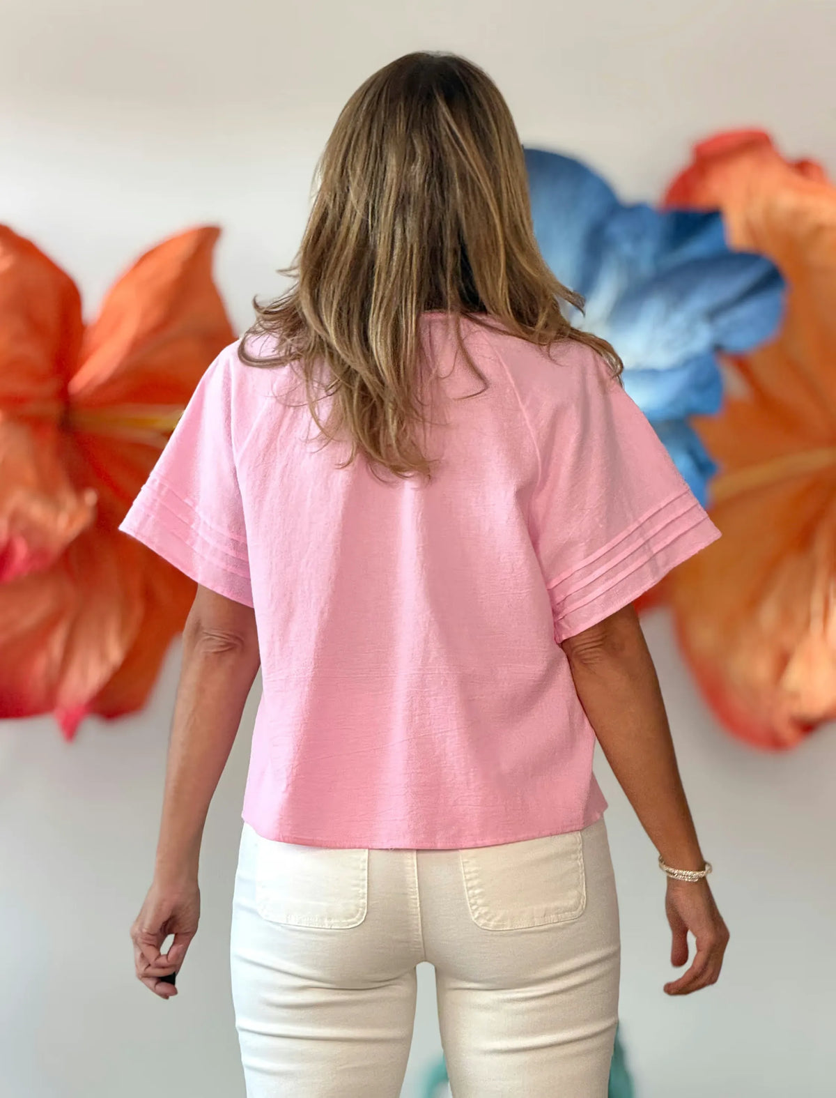 Camisa rosa con encajes Lita