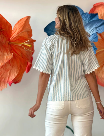 Camisa de rayas azules natural
