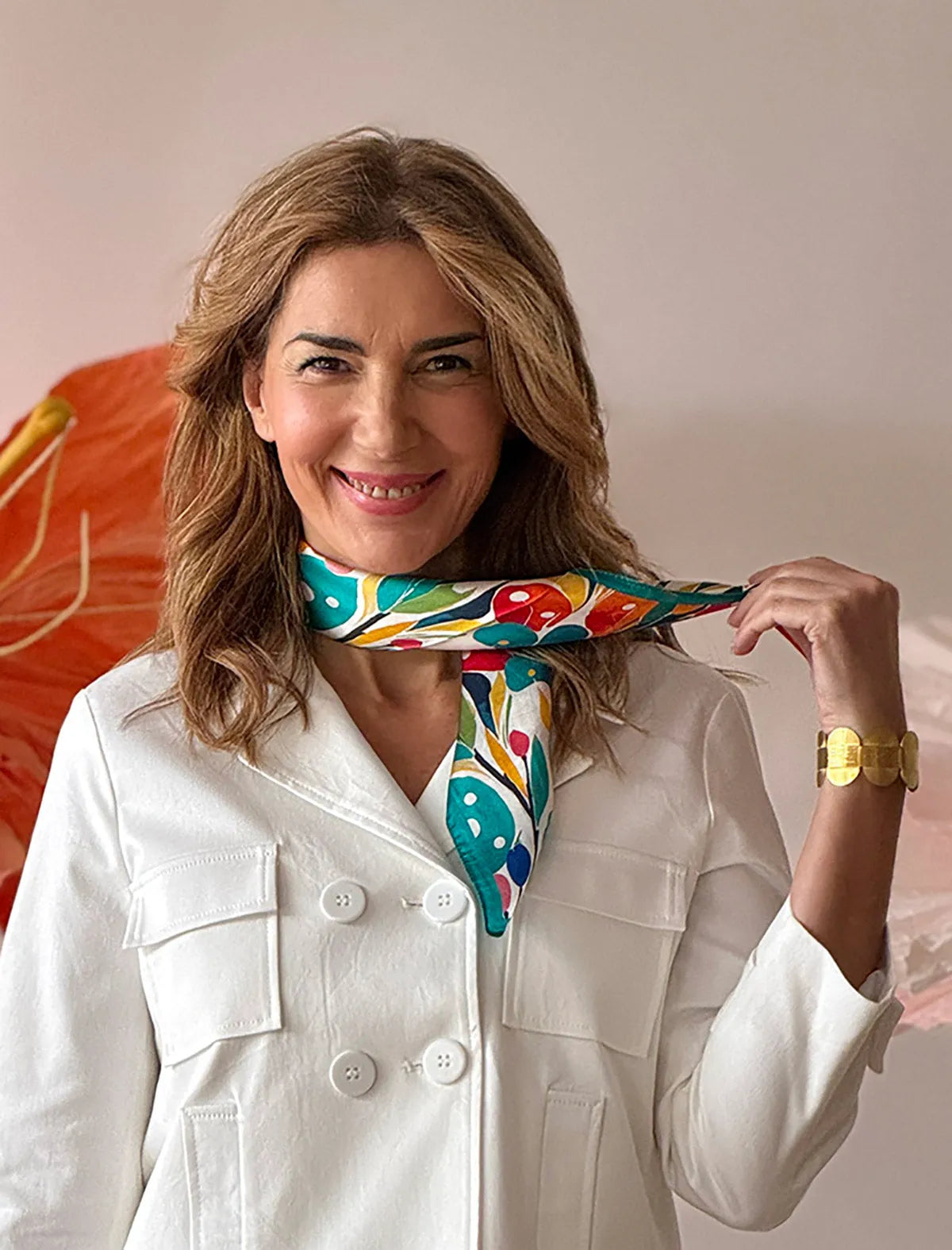 Chaqueta blanca cruzada chic bonita