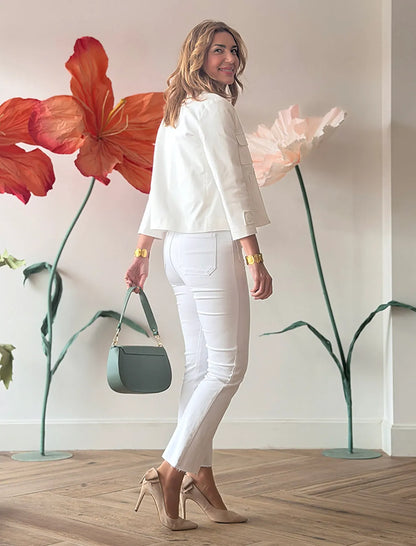 Chaqueta blanca cruzada chic bonita