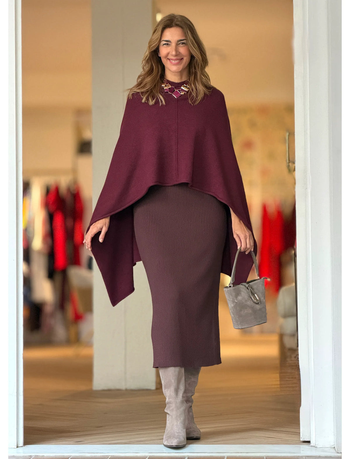 Vestido de punto marrón