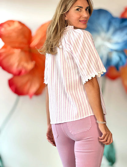 Camisa de rayas rosa natural