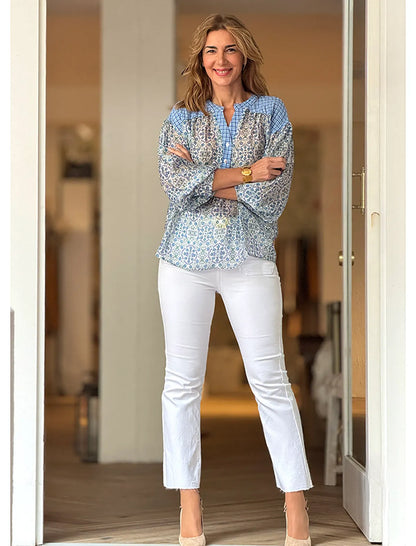 Blusa fluida celeste de florecitas