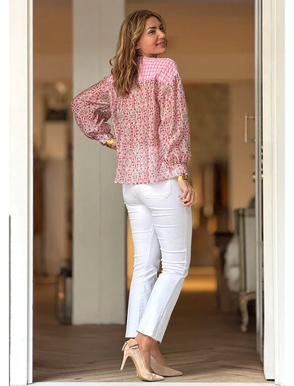 Blusa fluida rosa de florecitas