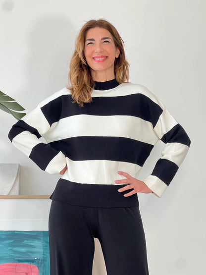Jersey de rayas blancas y negras de punto de verano
