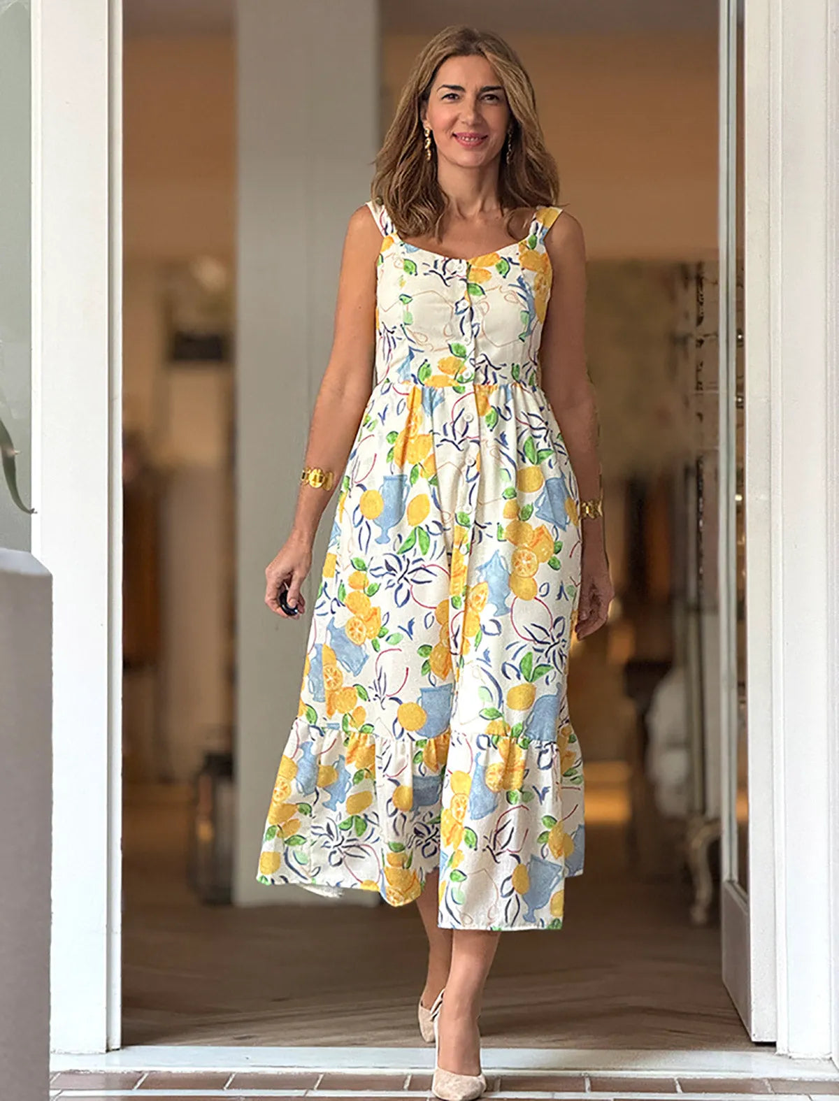 Vestido de tirantes estampado ideal