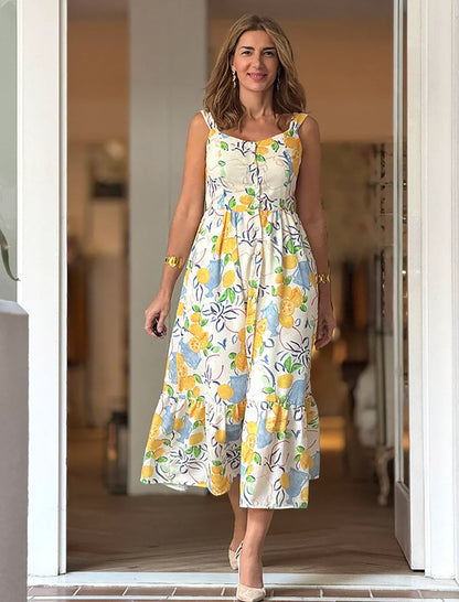 Vestido de tirantes estampado ideal