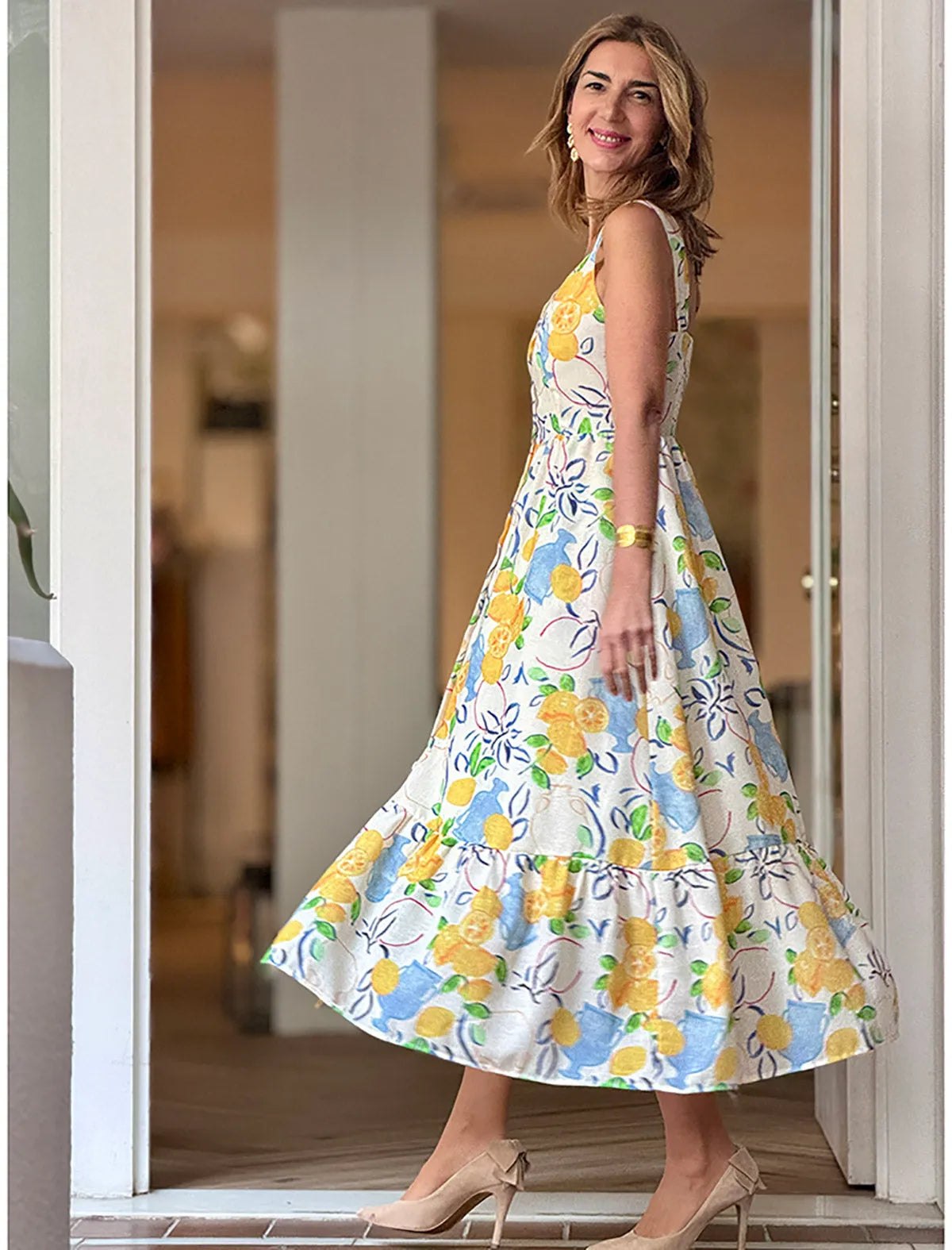 Vestido de tirantes estampado ideal