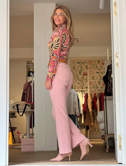 Pantalón vaquero bolsillos trenzados Rosa Nude