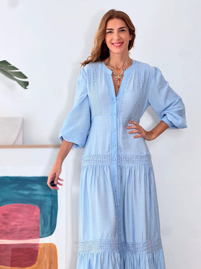 Vestido camisero bonito azul