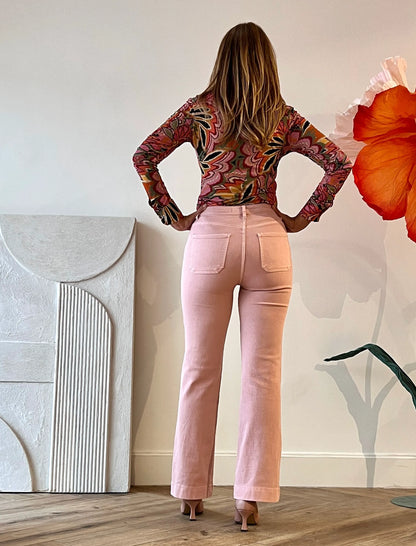 Pantalón vaquero bolsillos trenzados Rosa Nude