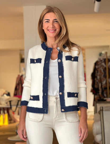 Pantalón vaquero bolsillos trenzados Beig
