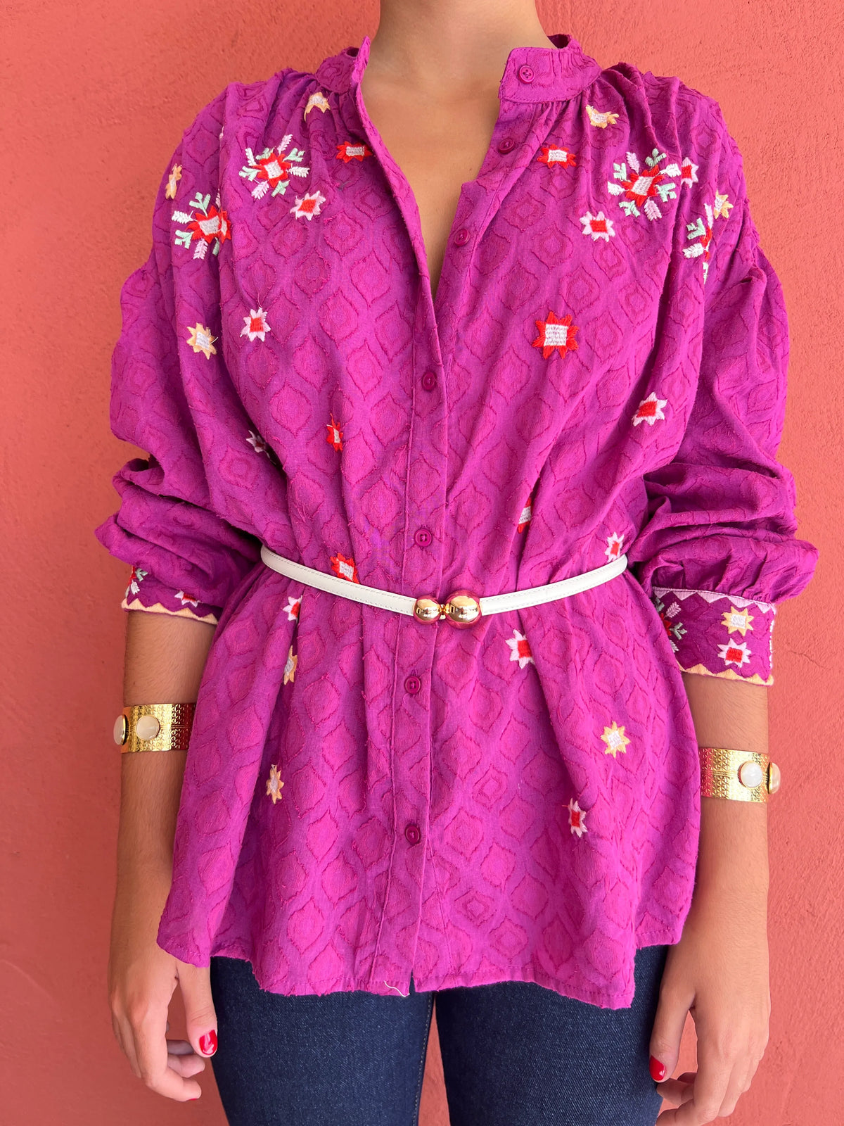 Camisa bordados buganvilla