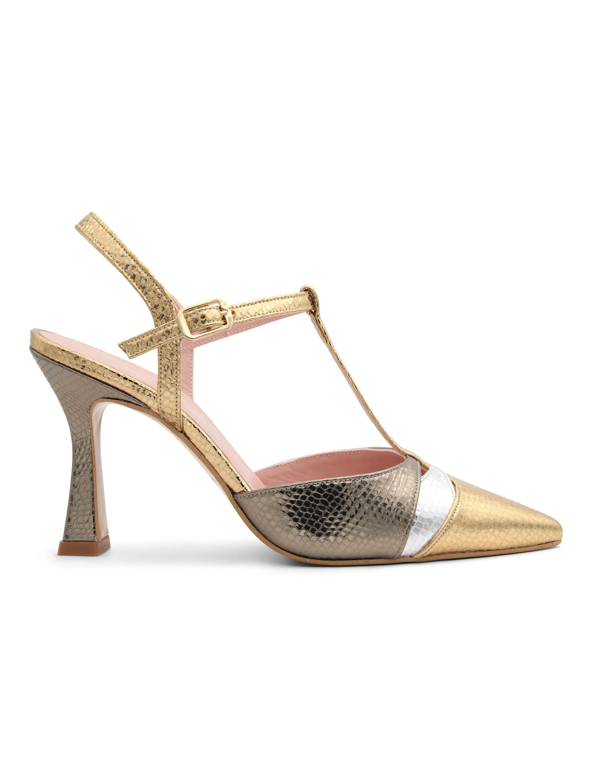 Zapato de salón tacón alto metalizado Colette