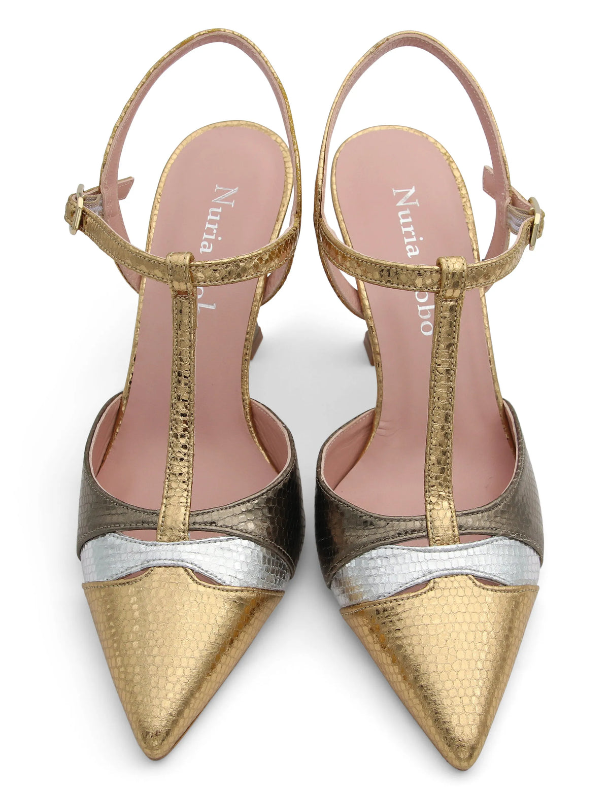 Zapato de salón tacón alto metalizado Colette
