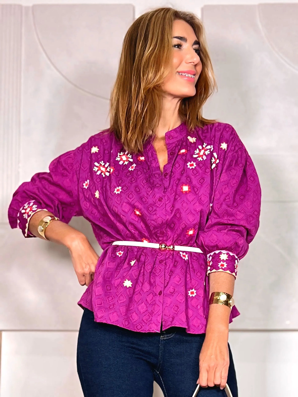 Camisa bordados buganvilla