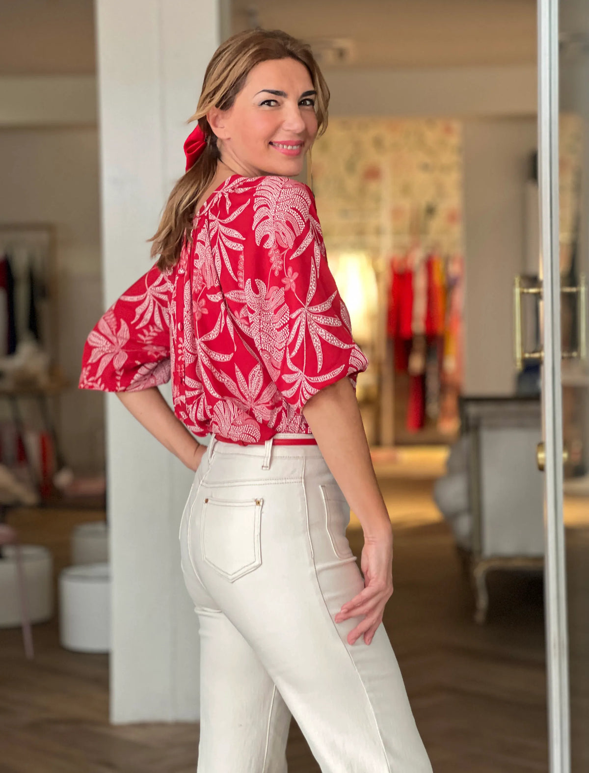 Camisa reversible de viscosa Palms