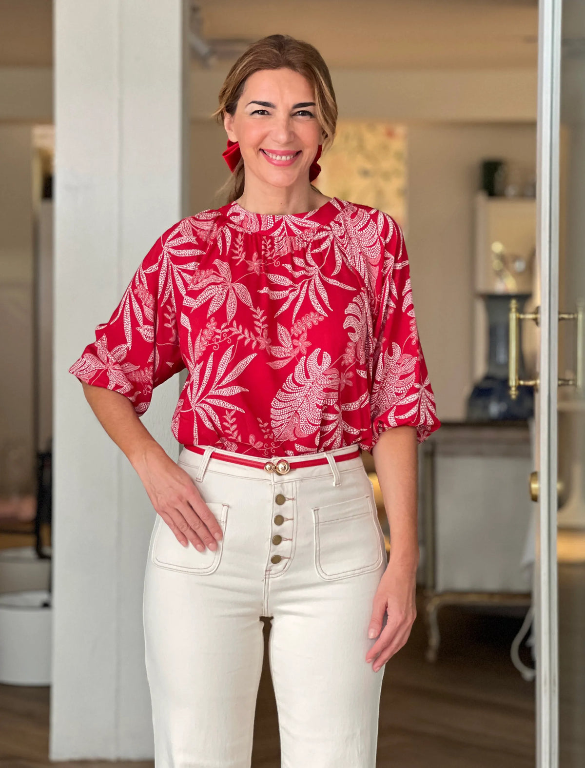Camisa reversible de viscosa Palms