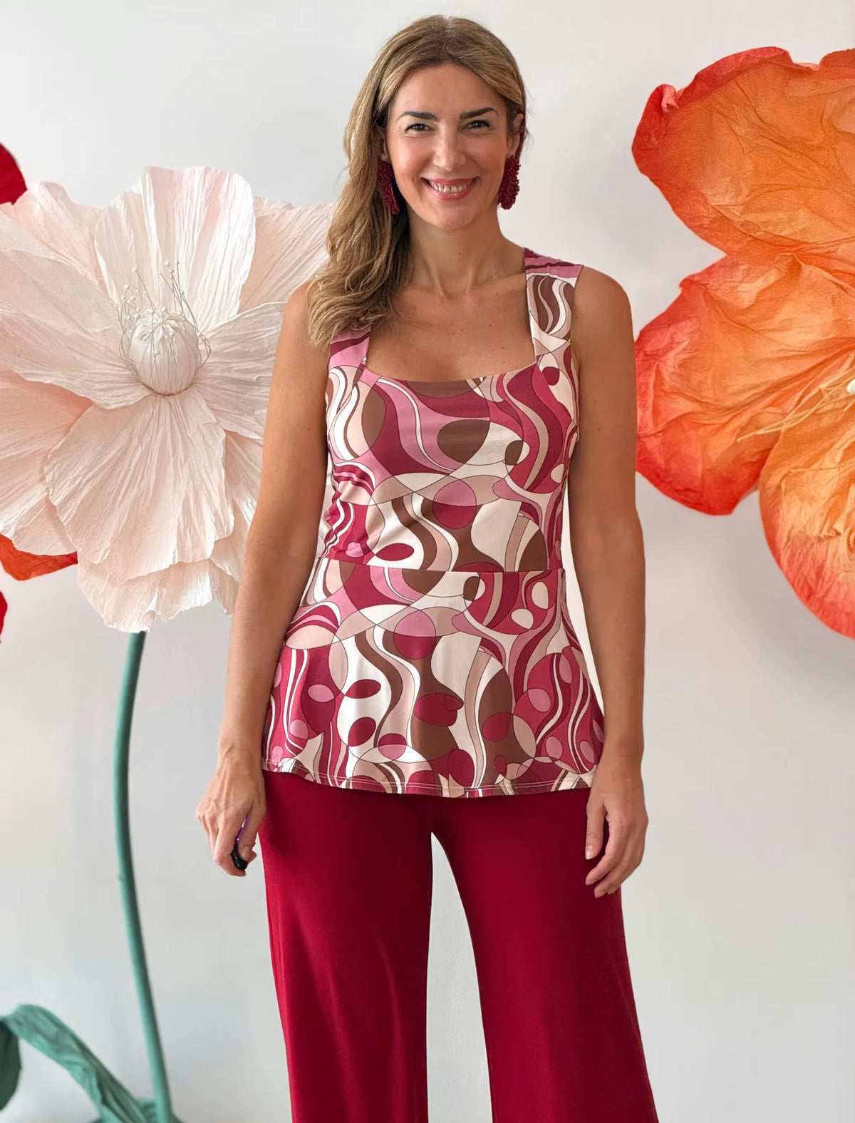 Pantalon punto burgundy soft favorecedor