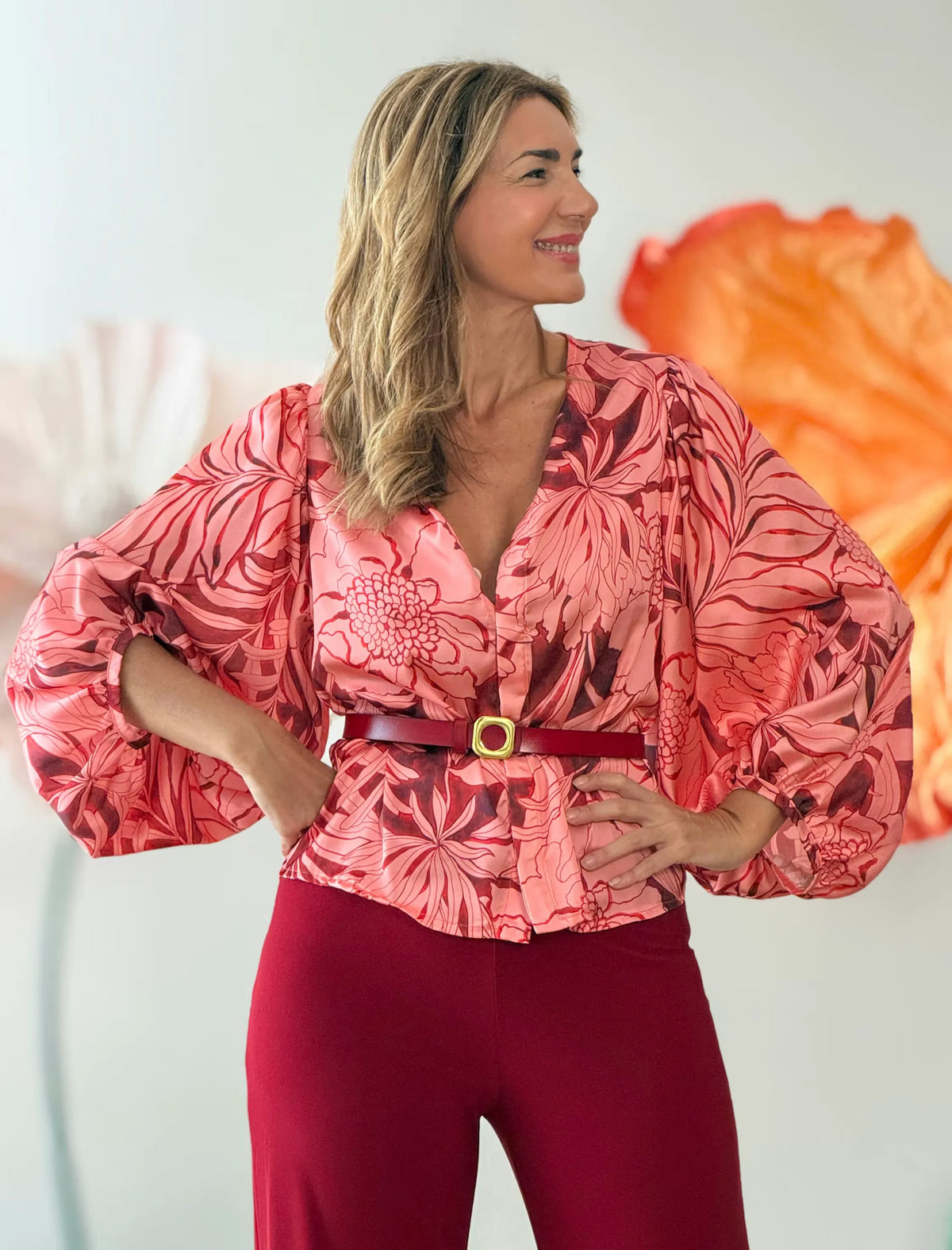 Pantalon punto burgundy soft favorecedor