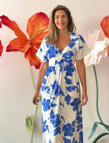 Vestido fluido flores azules