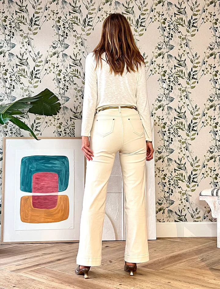 Jeans más bolsillos crema