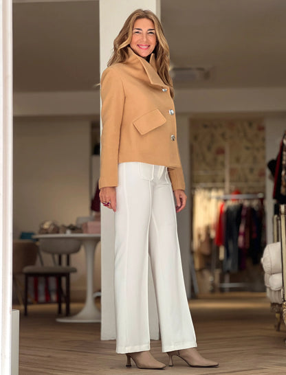 Chaqueta supersuave de botones camel