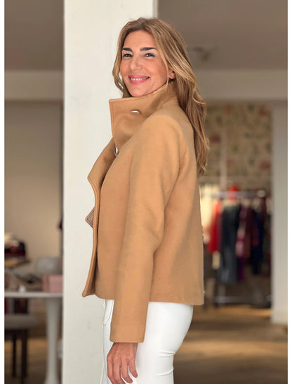 Chaqueta supersuave de botones camel