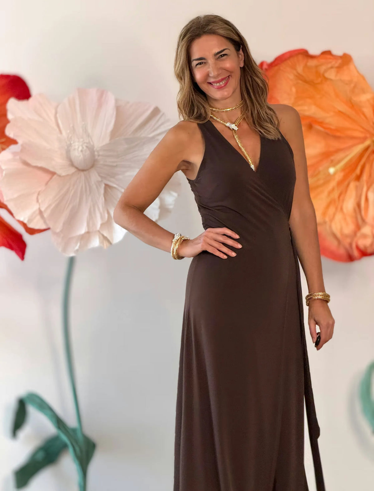Vestido Muy favorecedor marrón chocolate