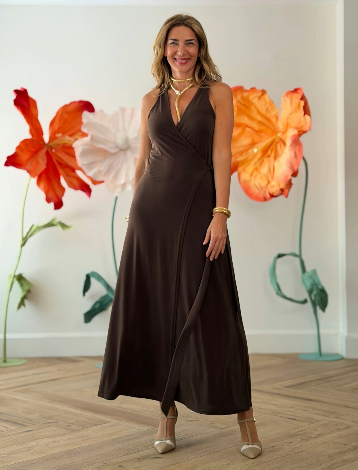 Vestido Muy favorecedor marrón chocolate