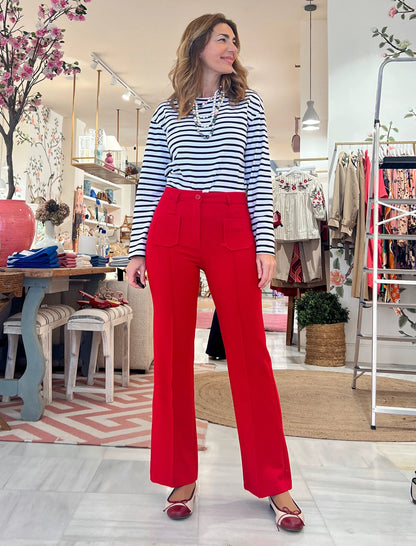 Pantalón ideal de bolsillos rojo