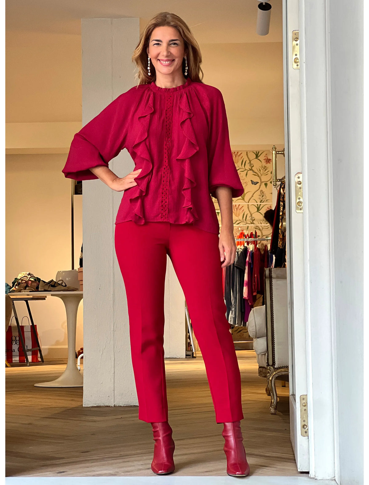 Camisa boho burdeos