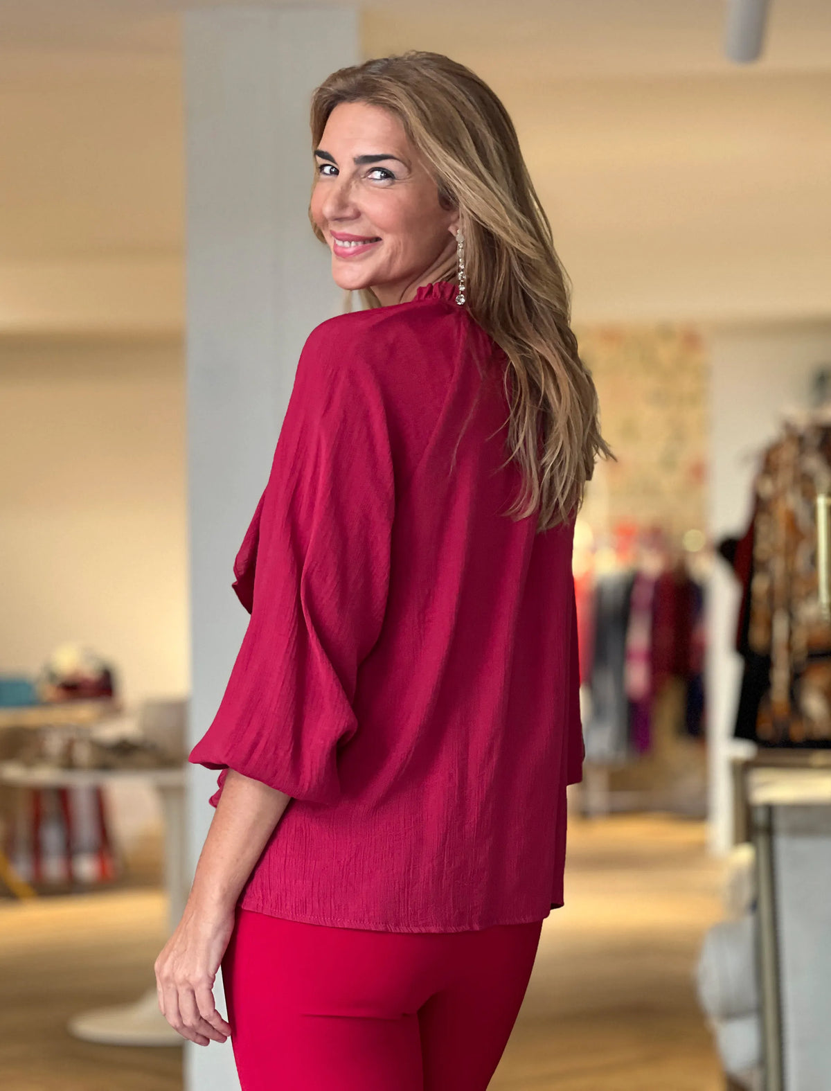 Camisa boho burdeos