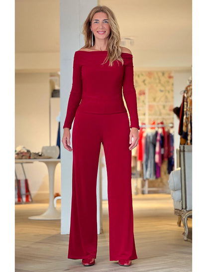 Pantalon punto burgundy soft favorecedor