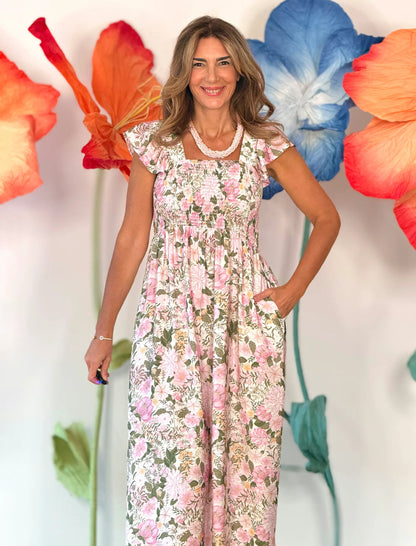 Vestido de flores boho rosa