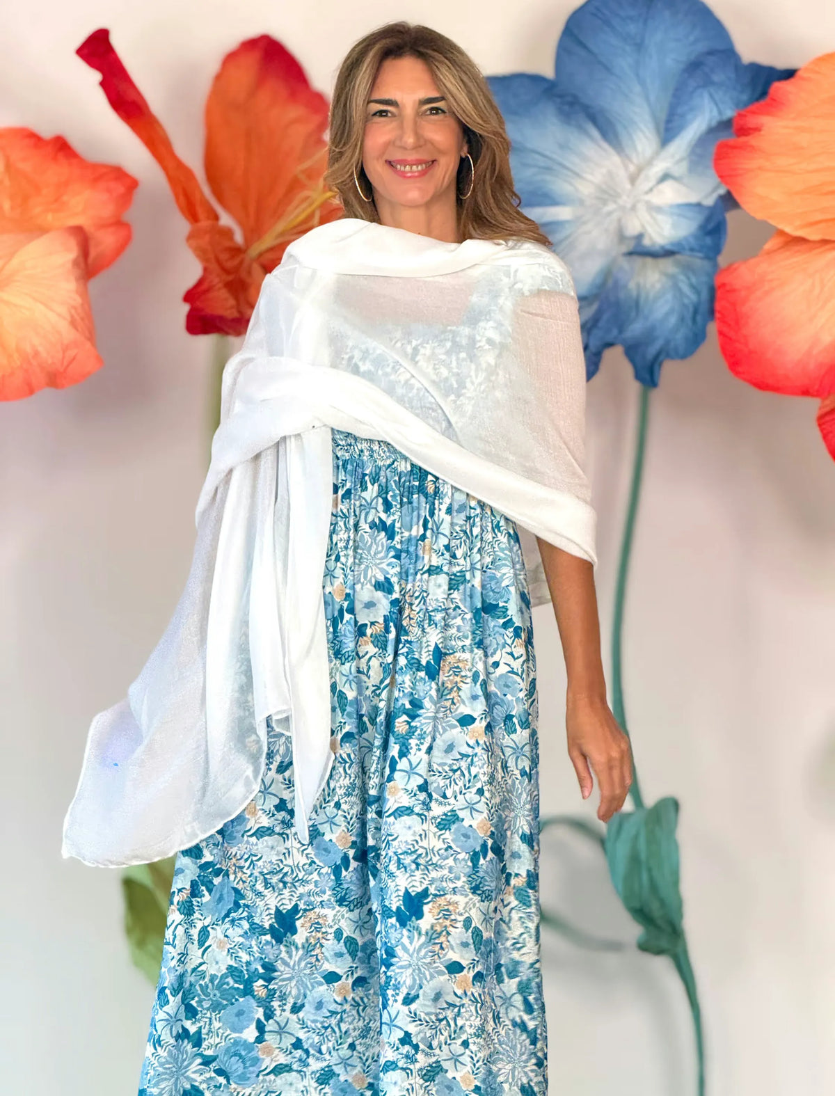 Vestido de flores boho azul