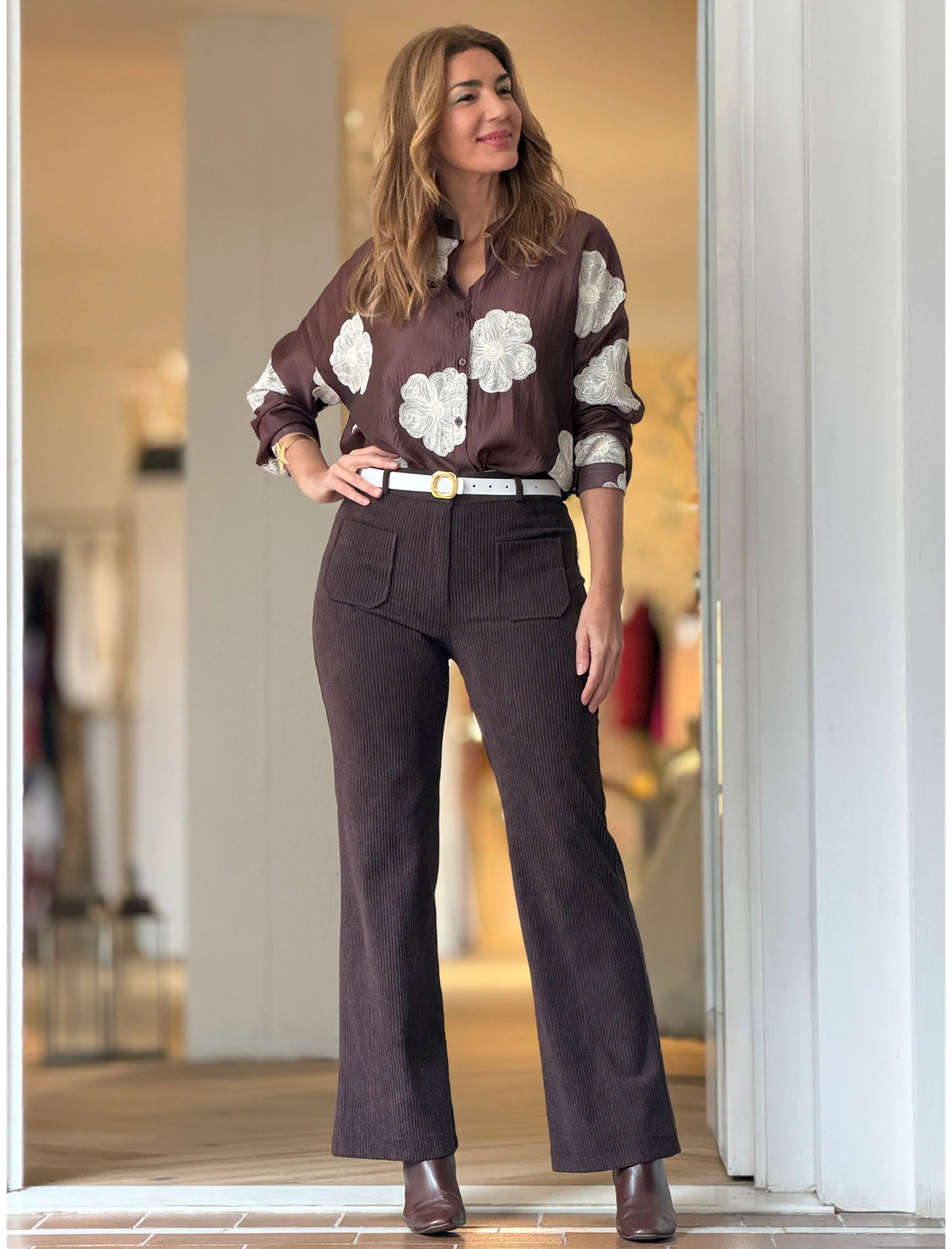 Pantalón de pana mujer ideal marrón chocolate