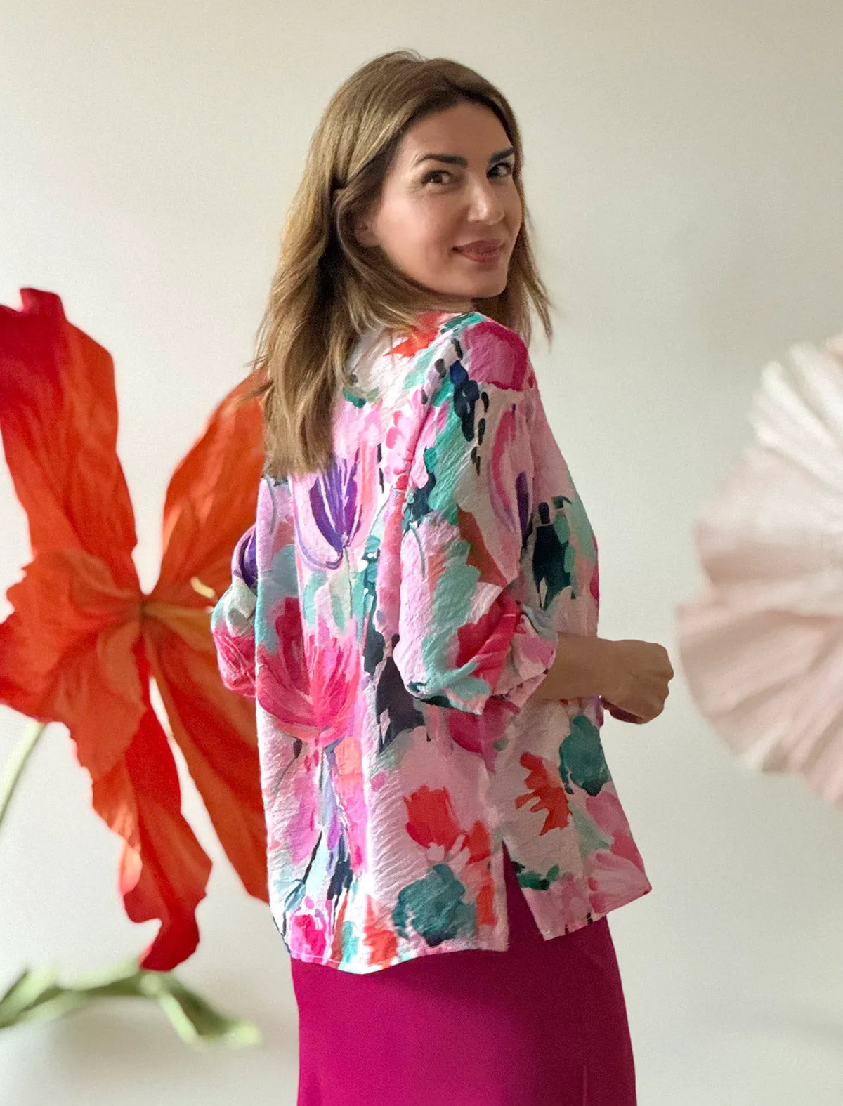 Camisa mujer de flores ideales