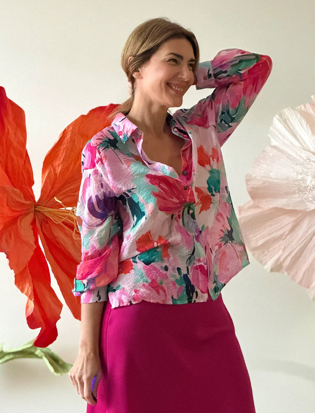 Camisa mujer de flores ideales
