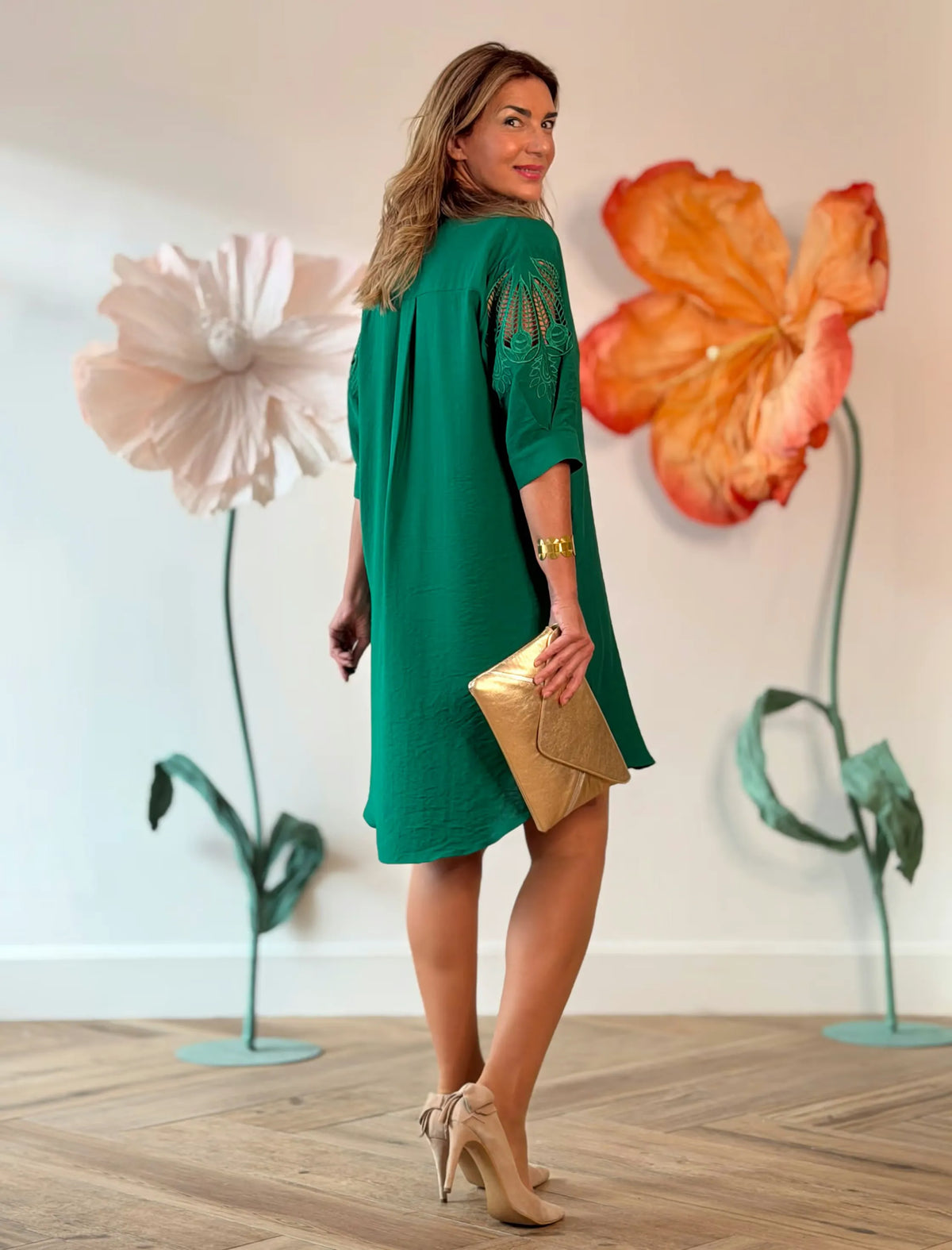 Vestido kaftán bordado verde