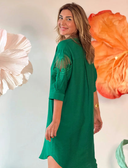 Vestido kaftán bordado verde