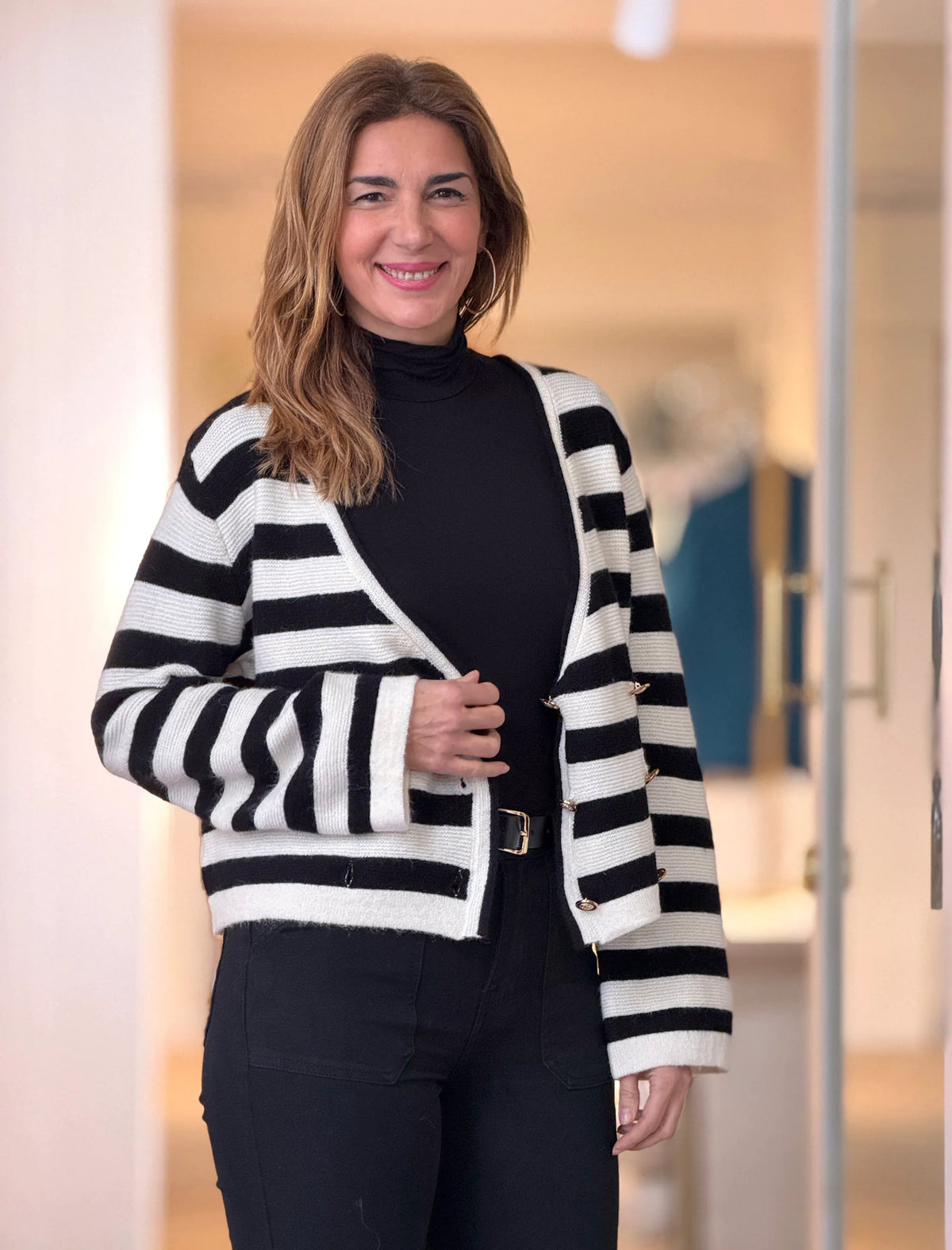 Chaqueta de rayas en punto