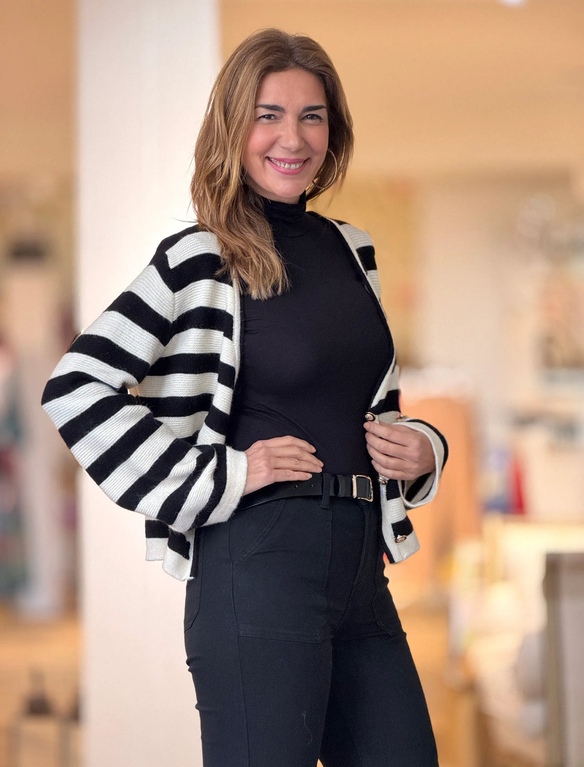Chaqueta de rayas en punto
