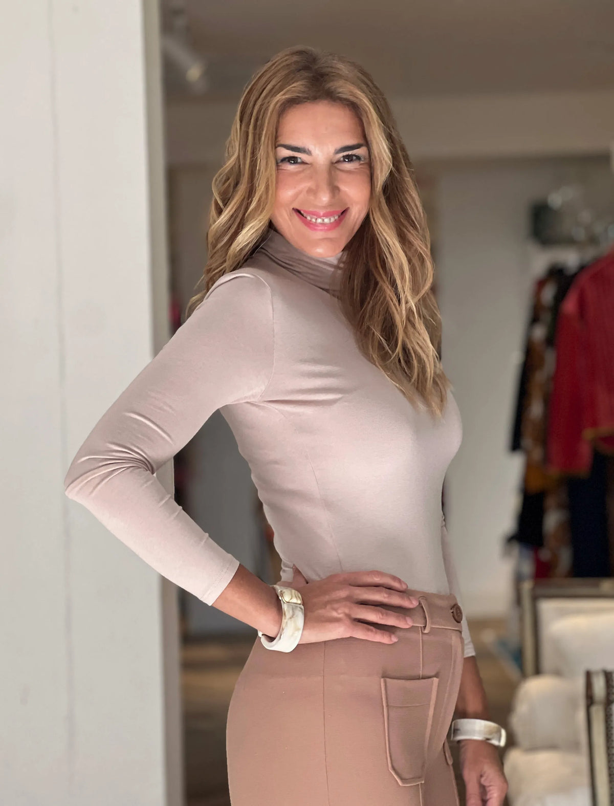 Camiseta de viscosa suave beig