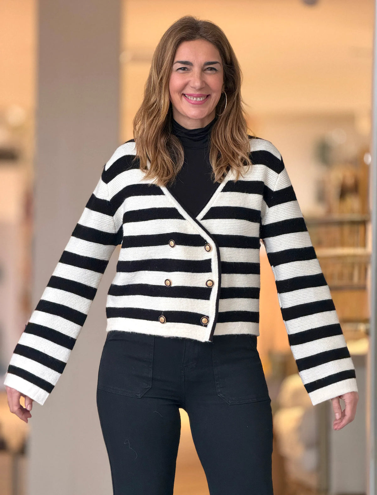 Chaqueta de rayas en punto
