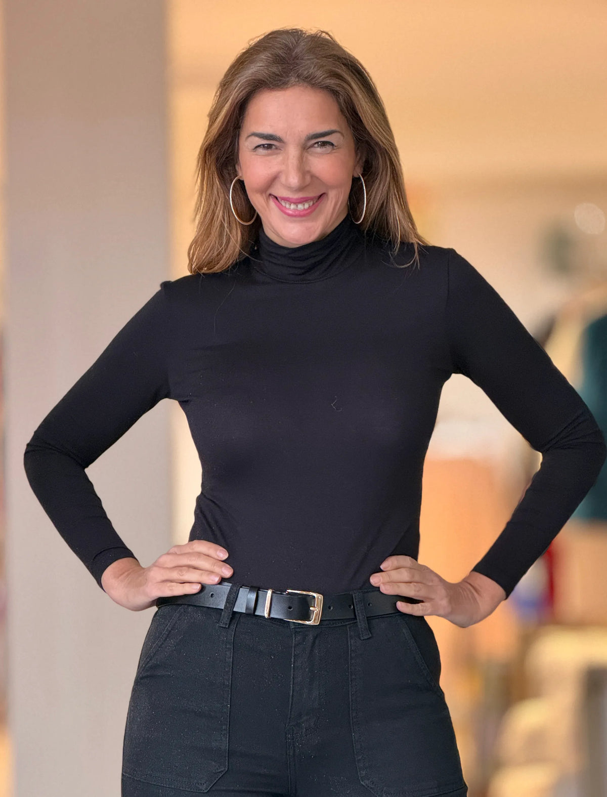Camiseta de viscosa suave negro