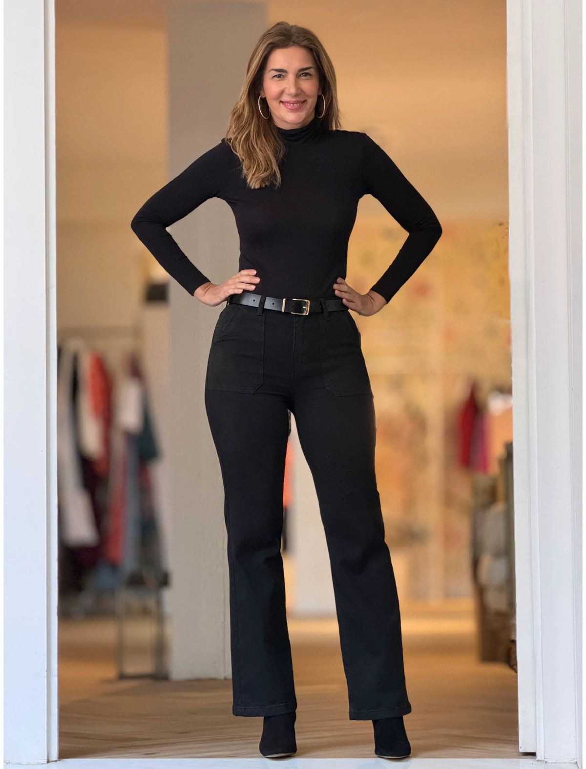 Camiseta de viscosa suave negro