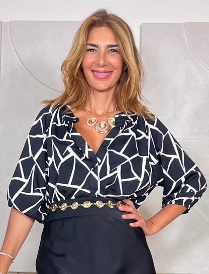 Camisa reversible Ines blanca y negra