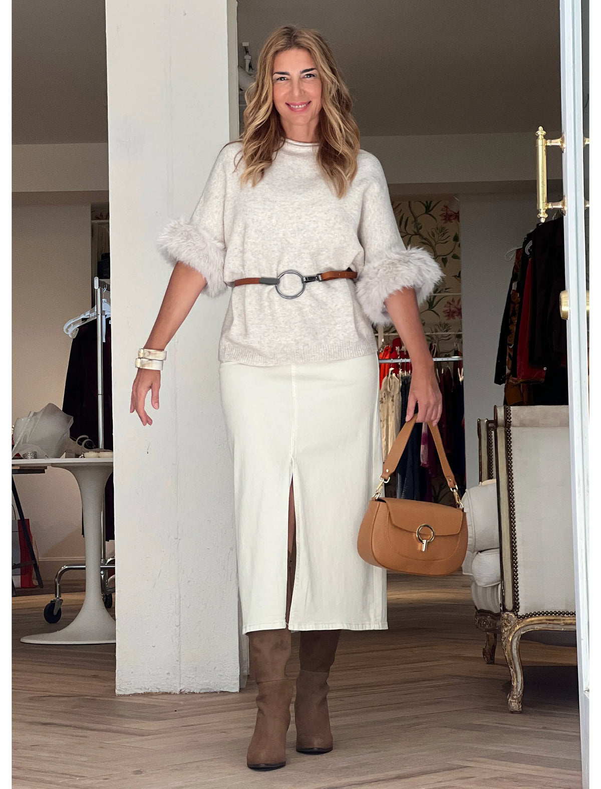 Jersey glamour beige claro