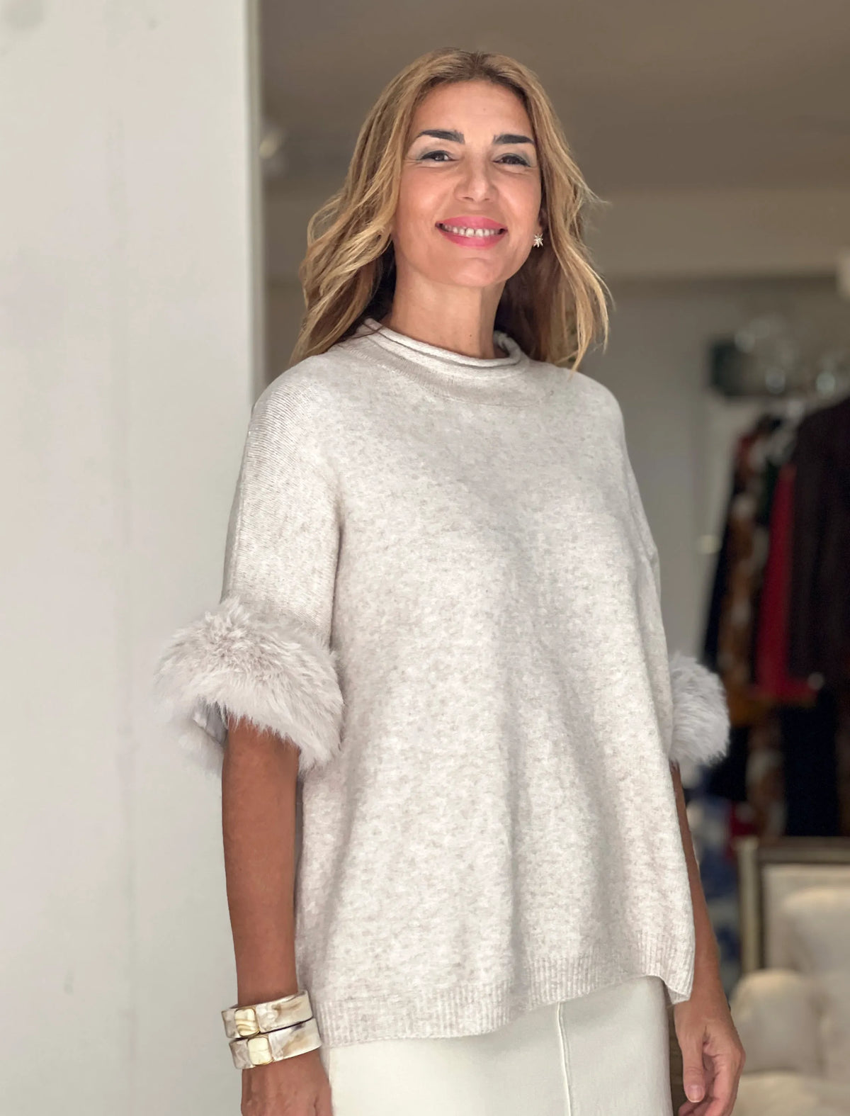Jersey glamour beige claro